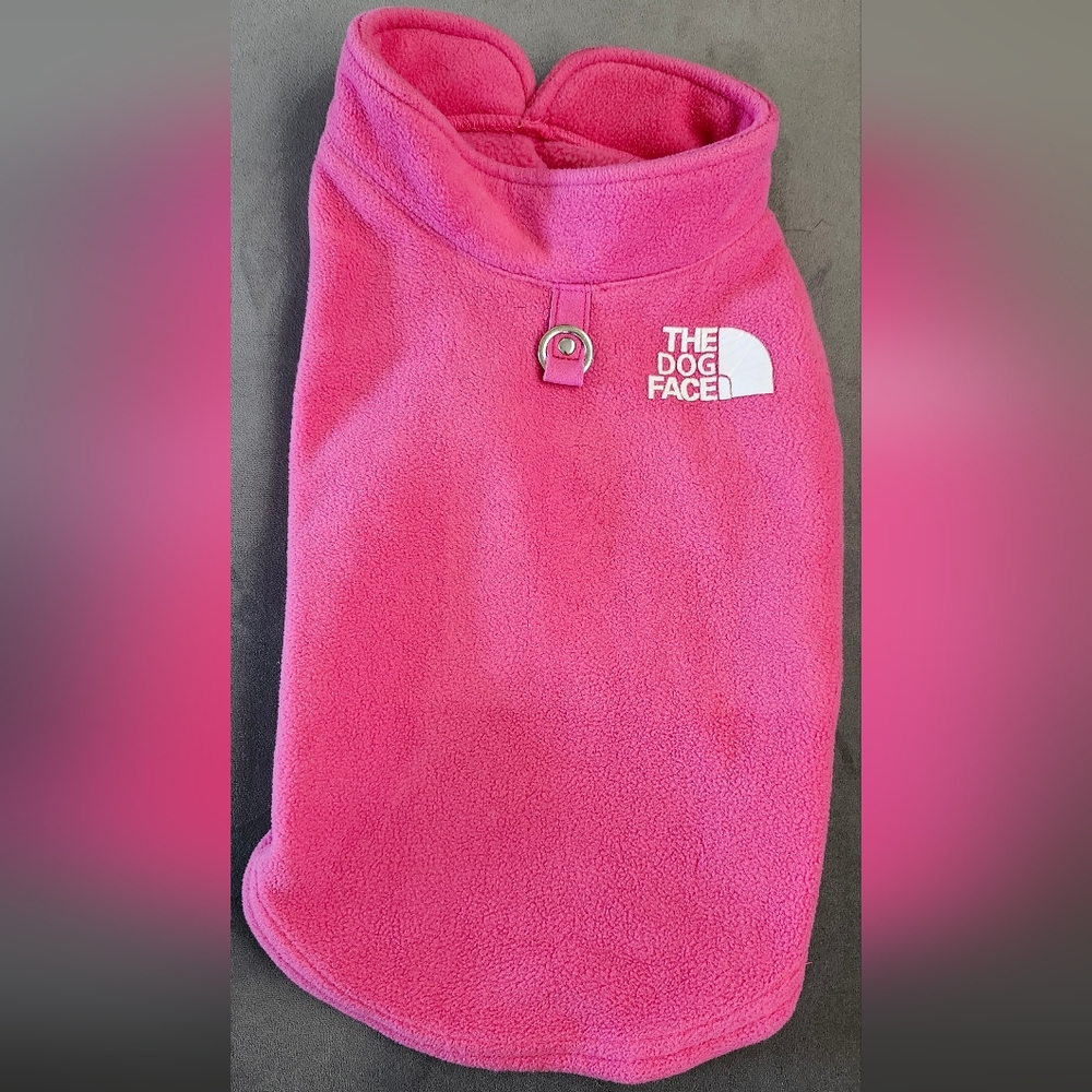 Pink Fleece Dog Jacket With D-Ring Leash Attachment • The Dog Face